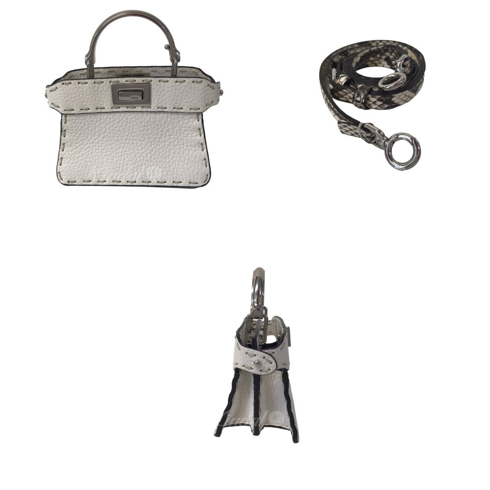 Fendi Python Shoulder Peekaboo Isee Micro Bag Whi… - image 3